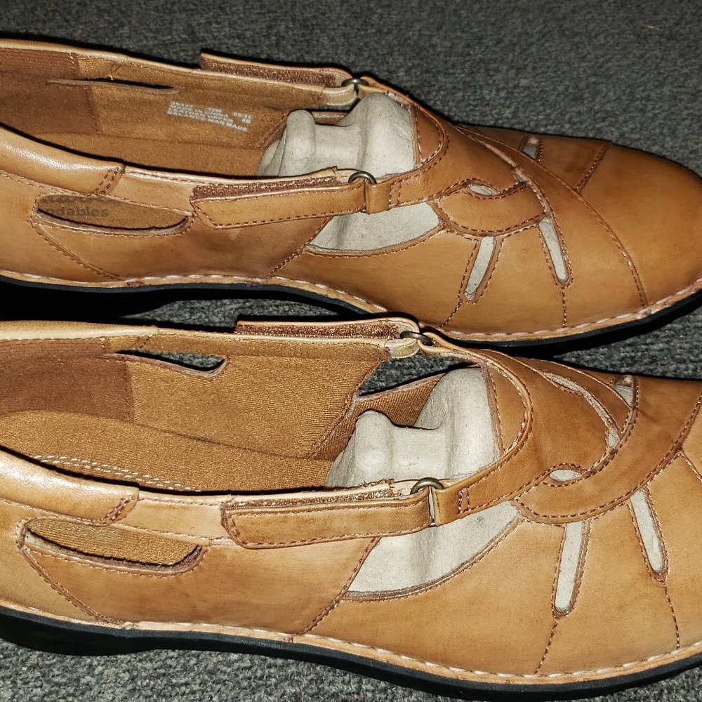 New Clarks Nikki Regatta Tan Leather Shoes Size 12M